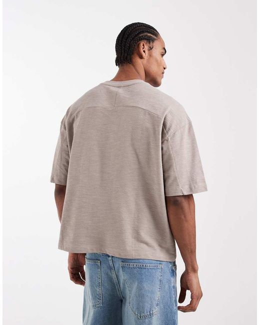 ASOS Gray Boxy Oversized T-shirt With Seam Detail for men