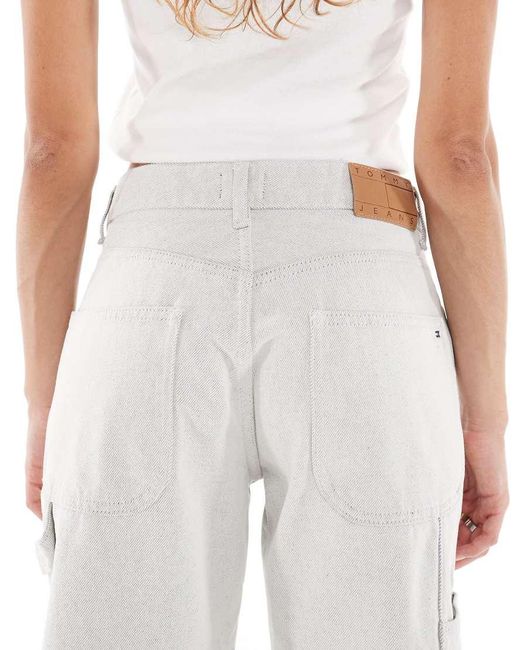 Tommy Hilfiger White Mia Mid Rise Relaxed Straight Carpenter Jeans