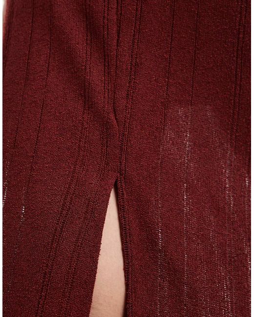 Vero Moda Red Self Stripe Knitted Skirt Co-ord