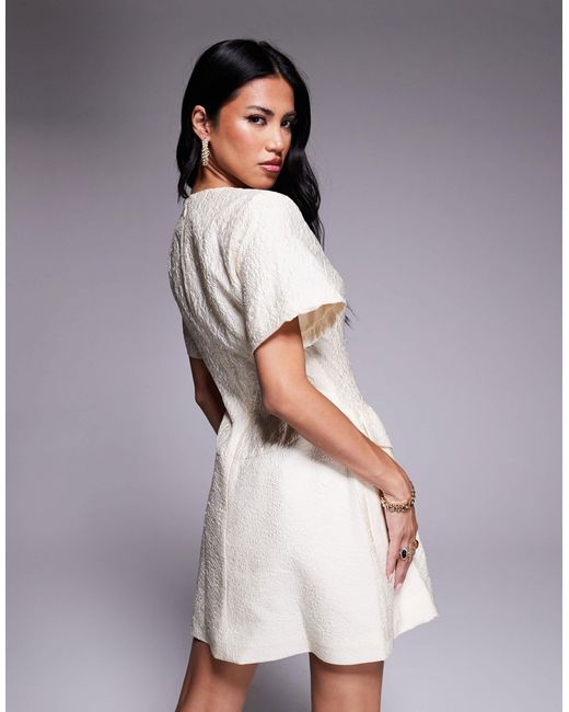ASOS Purple Jacquard Sculpted Mini Dress With Embellished Buttons
