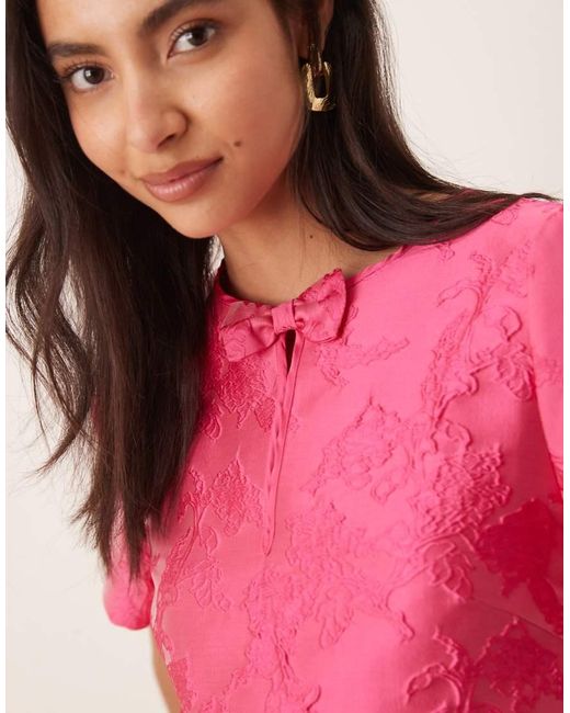 Sister Jane Pink Foxglove Jacquard Mini Dress