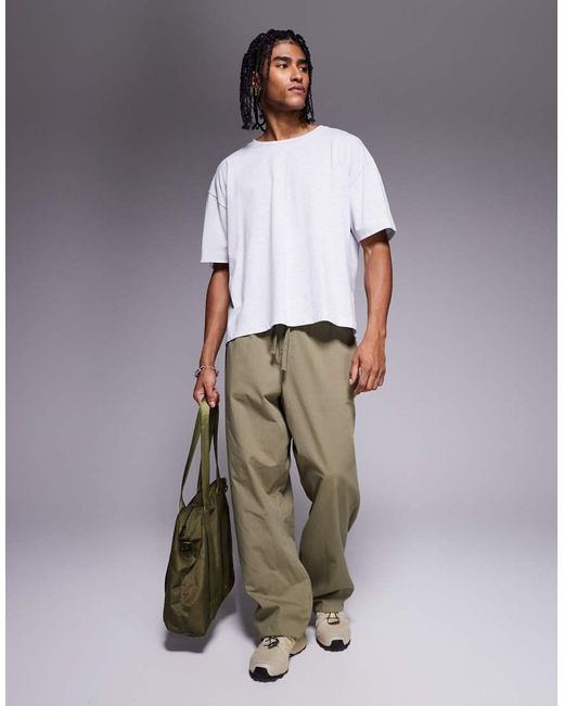 Camiseta Gris Jaspeado De Corte Cuadrado Extragrande Con Pespuntes En Contraste De -Blanco ASOS de hombre de color Gray