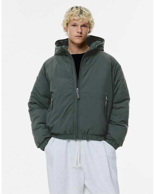 Pull&Bear Green Stwd Ripstop Raincoat for men