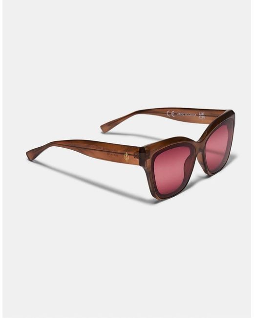 Stradivarius Pink Coloured-lens Square Resin And Crystal Sunglasses