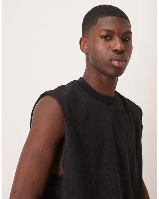 ASOS Oversized Tanktop Van 220G Zware Jersey in het Black voor heren