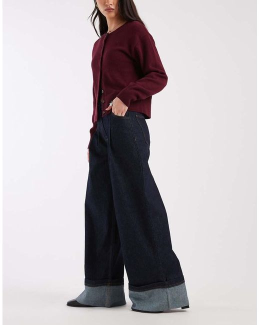 ASOS Blue Cuffed Pleated Jeans