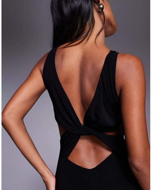 asos black backless dress Lace Mix Slinked Plunge Neck Maxi With Cross Back in Size:36B The ASOS DESIGN plunge boho wedding dresses Daring Sheer Dresses Florence