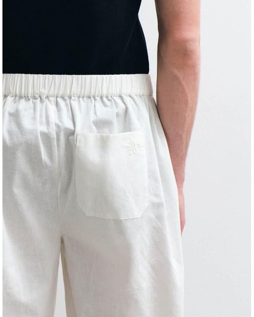 ASOS COLLECTIVE White Ac-b-253 Classic Straight Fit Cotton Pants With Linen for men