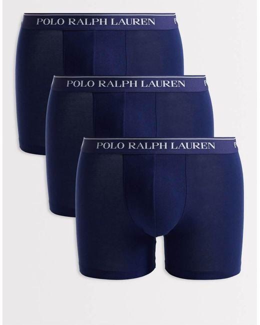 Polo Ralph Lauren Blue 3 Pack Of Stretch Cotton Boxer Briefs for men