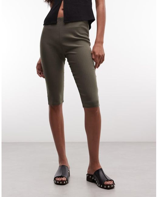Reclaimed Vintage Green Bengaline Capri Trouser