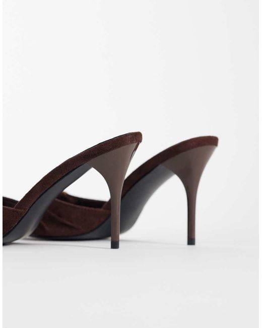 Public Desire Brown Kourtney Heeled Mule Sandals