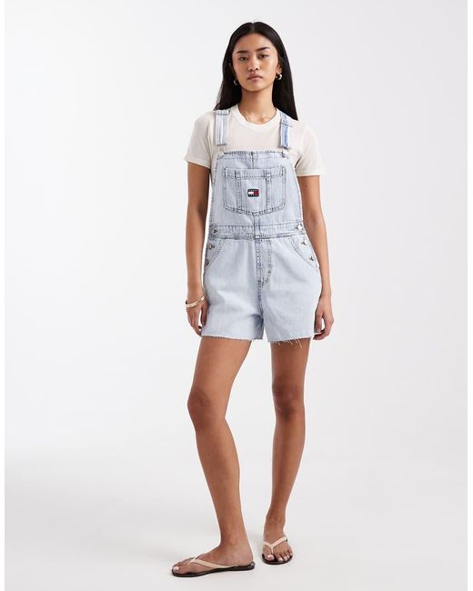 Tommy Hilfiger White Mia Short Dungarees