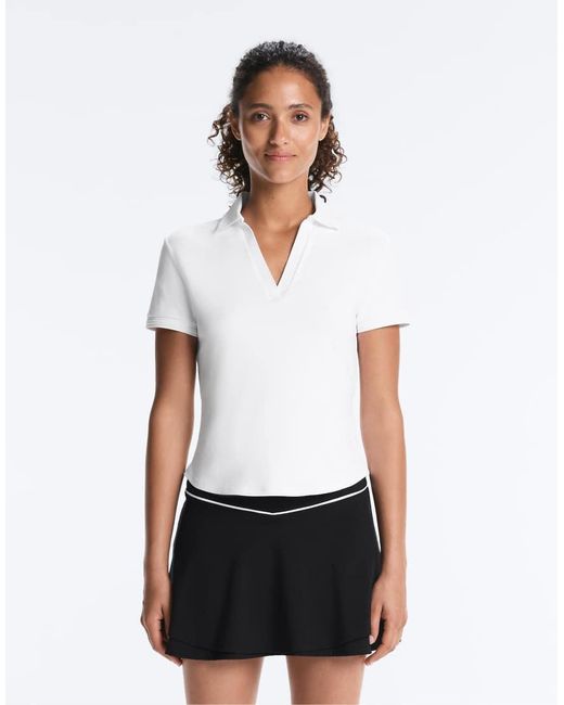 Oysho White Comfortlux Short Sleeve Piping Polo Shirt