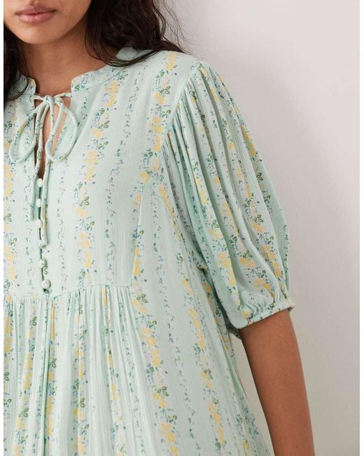 Y.A.S Green Festival Boho Style Puff Sleeve Maxi Dress With Button Front Detail