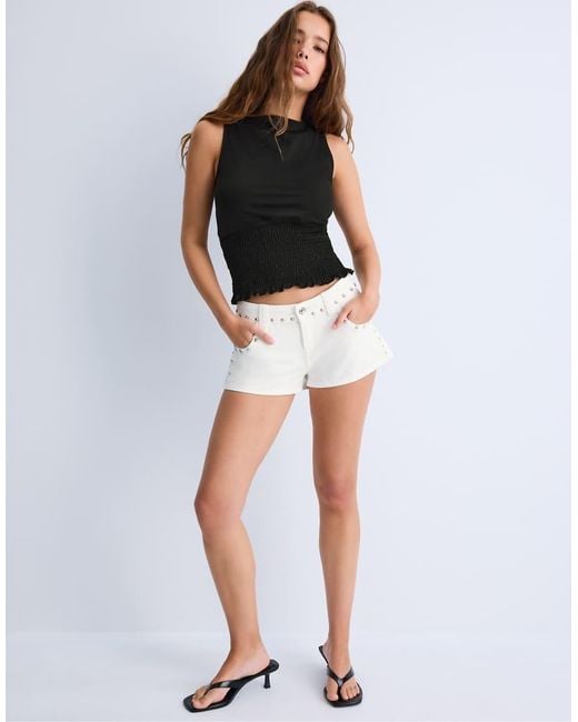 Stradivarius Black Elasticated T-Shirt