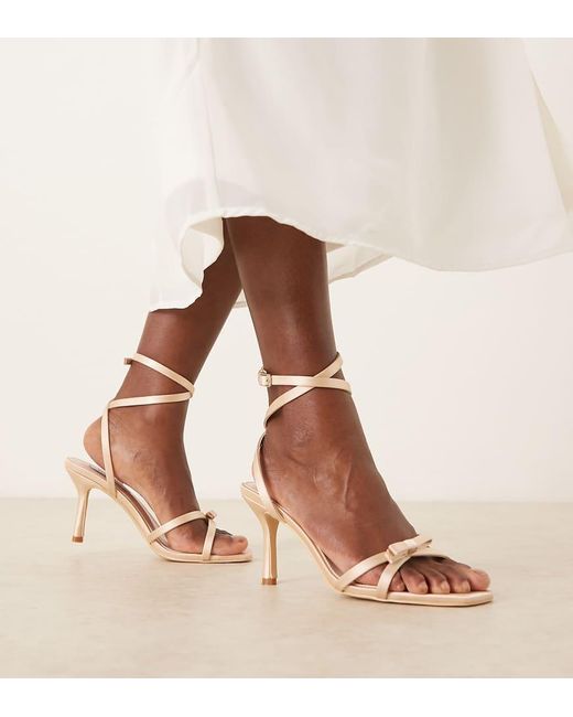 Be Mine Wide Fit Brown Bridal Honora Heeled Sandals With Bows