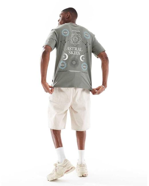 Only & Sons Gray Relaxed Fit T-shirt With Solar Back Print for men