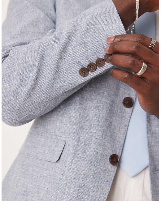 SELECTED Gray Malik Linen Blazer for men