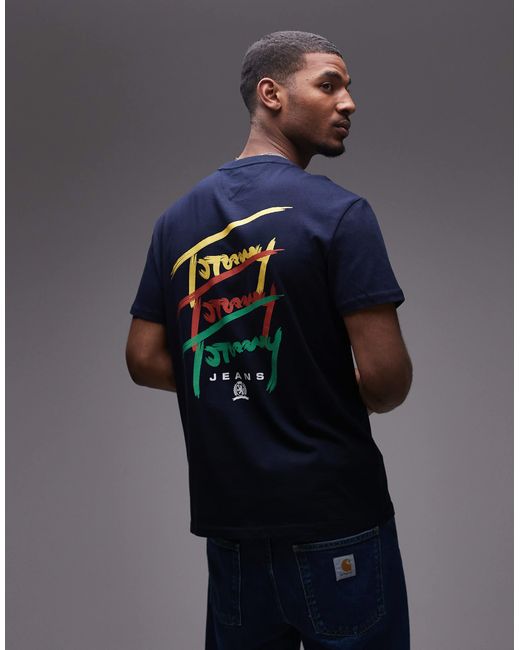 Tommy Hilfiger Blue Repeat Signature Back Print T-shirt for men