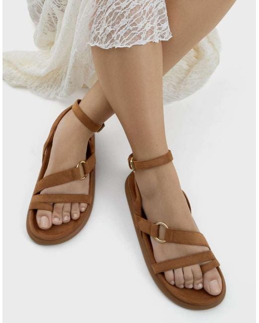 Bershka White Flat Washer Sandals