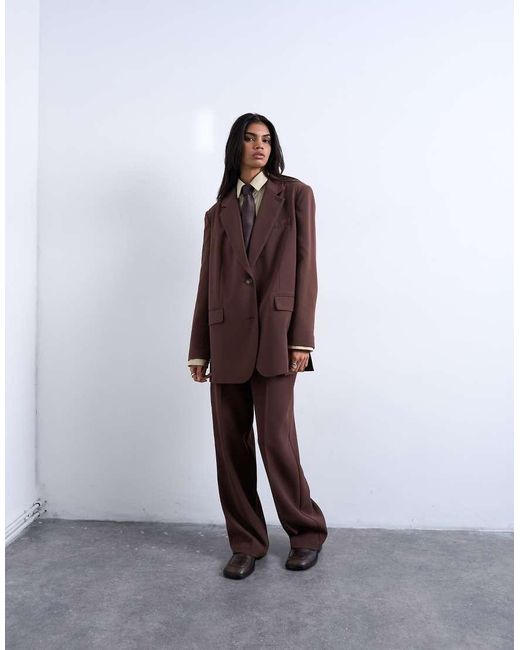 TOPSHOP Brown 2 Button Relaxed Fit Blazer