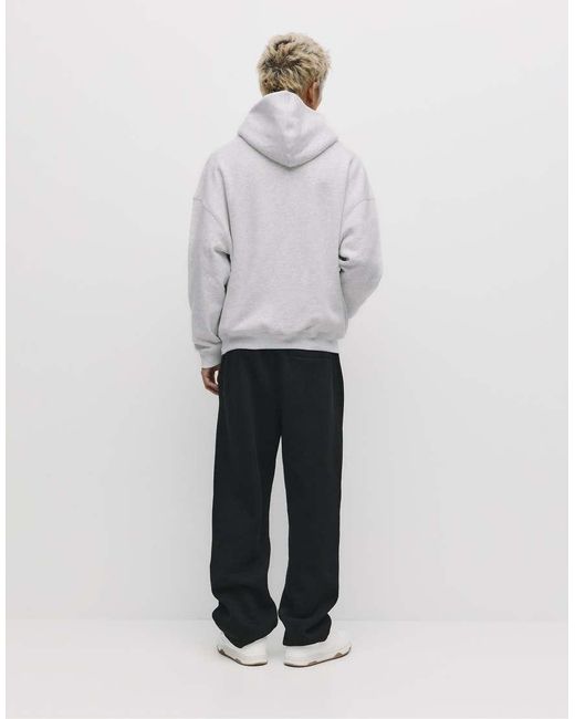 Pull&Bear White Boxy Hoodie for men