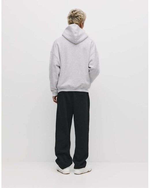 Pull&Bear White Boxy Hoodie for men
