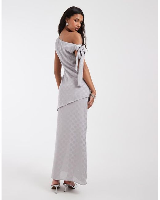 Motel Black Sardian Chiffon Off Shoulder Maxi Dress