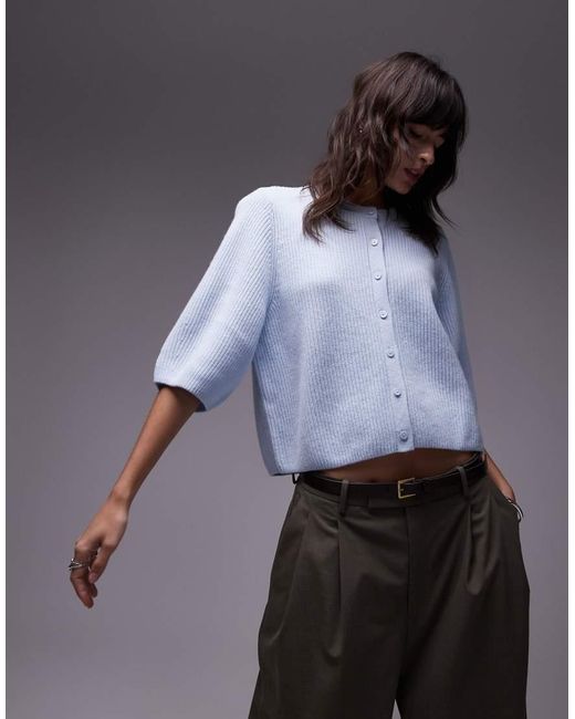 & Other Stories Geribbeld Vest Van Wol Met Korte Mouwen in het Blue