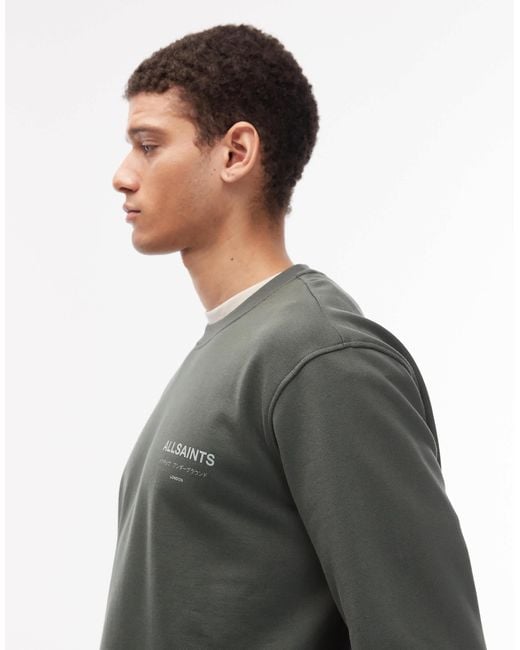 AllSaints Gray Underground Crew Neck Sweatshirt for men