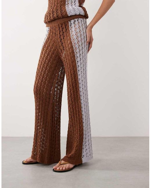 ARRANGE Brown Crochet Trousers Co-ord