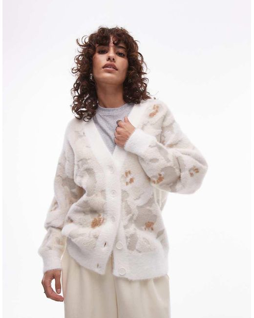 Lacoste White Camo Knit Cardigan