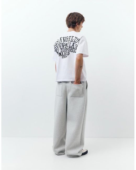 Pull&Bear White Stwd Graphic T-shirt for men