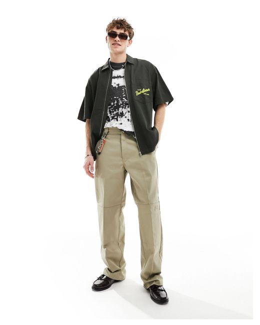 ASOS – oversize-hemd aus twill mit reißverschluss vorn und rückenprint im stil der 90er in Black für Herren