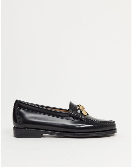 G.H.BASS Black G H Bass Weejun Coin Chain Leather Loafers