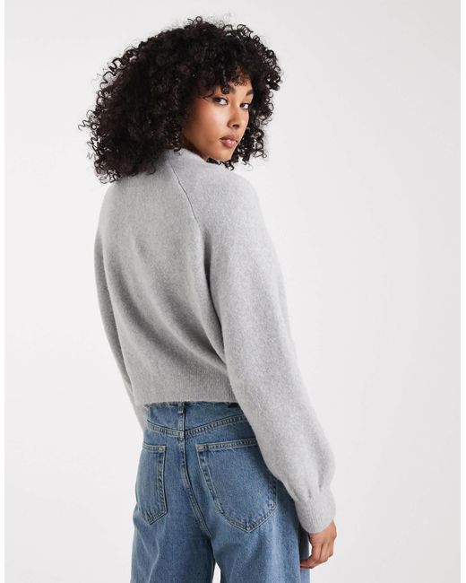 ASOS White Knitted Fluffy Bomber Jacket