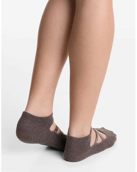 Oysho White 2 Pairs Of Cotton Blend Yoga And Pilates Socks With Crossover Straps