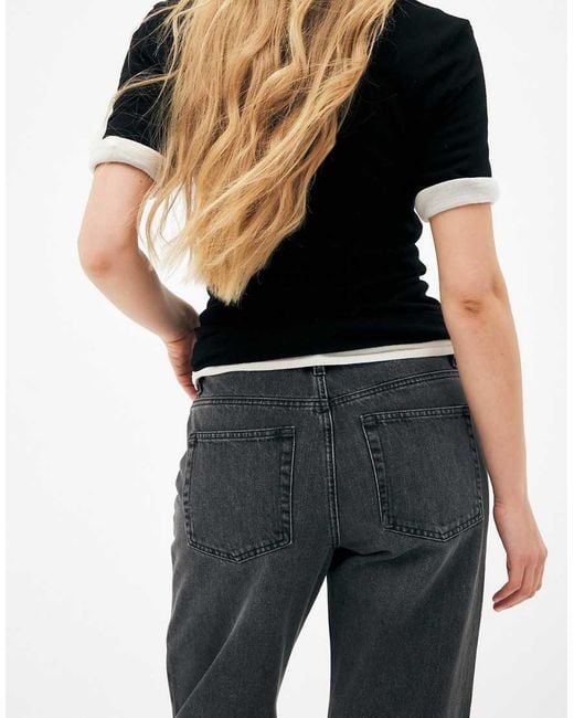 NA-KD Blue Way Mid Waist Straight Jeans