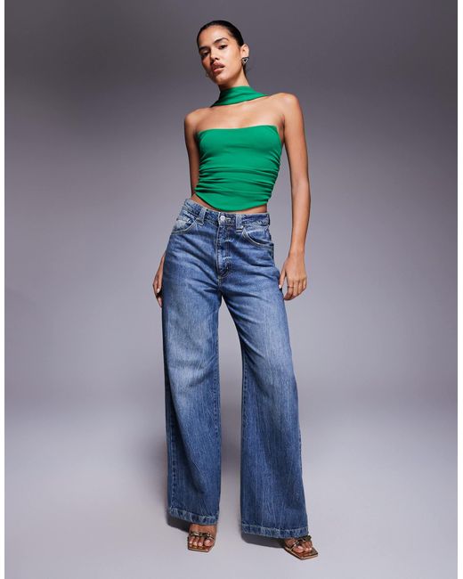 Top bandeau avec foulard à l'encolure ASOS en coloris Green