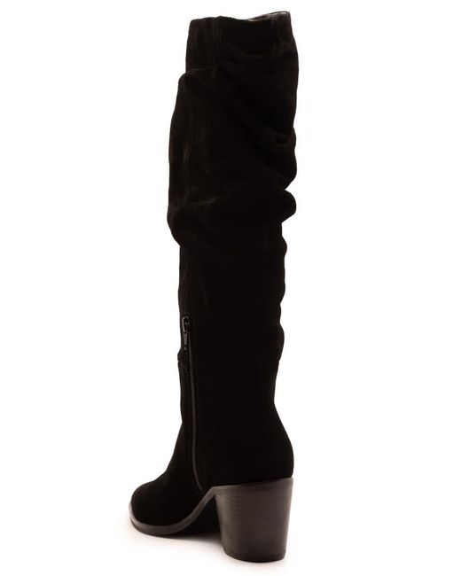 OFF THE HOOK Black Muswell Leather Slouchy Knee-High Block Heel Boots