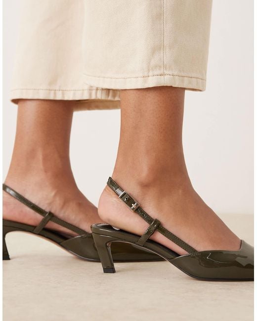 ASOS Natural Shadow Chisel Toe Slingback Mid Heel Shoes