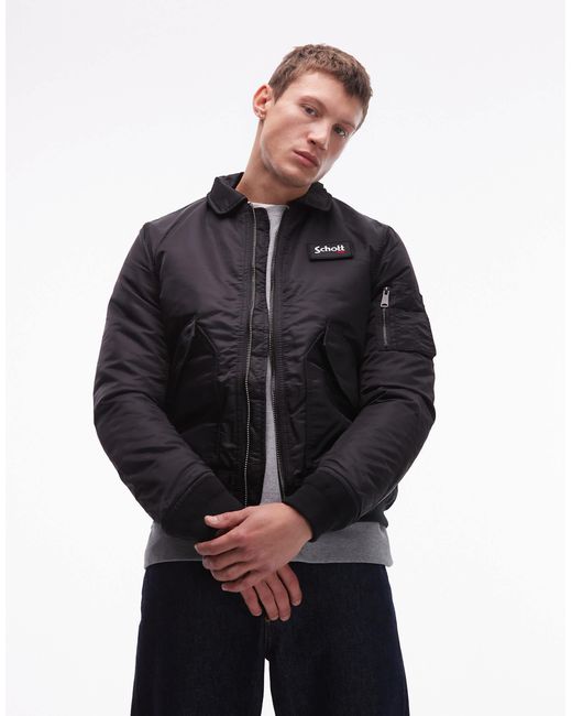 Schott Nyc – wattierte cropped jacke in Blue für Herren