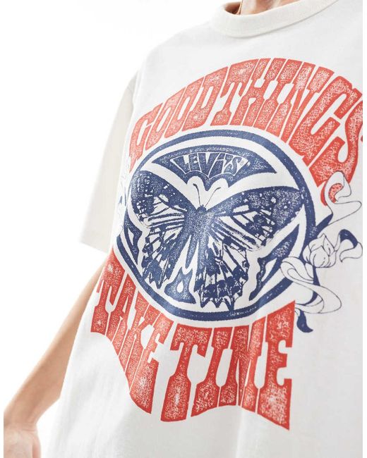 Levi's White Oversized T-shirt With Butterfly Print