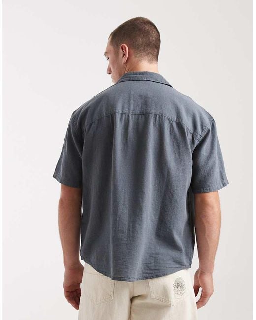 Only & Sons Gray Linen Mix Relaxed Resort Shirt for men