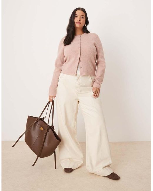 ASOS Pink Asos Design Curve Crew Neck Micro Cardigan
