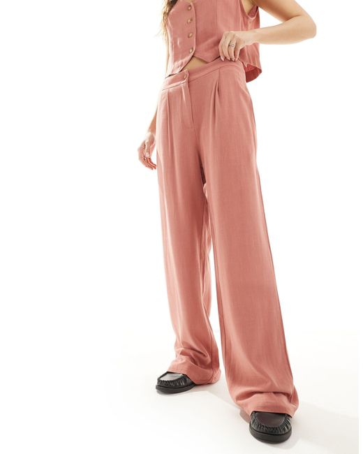 In The Style Pink Linen Wide Leg Trouser Co-ord