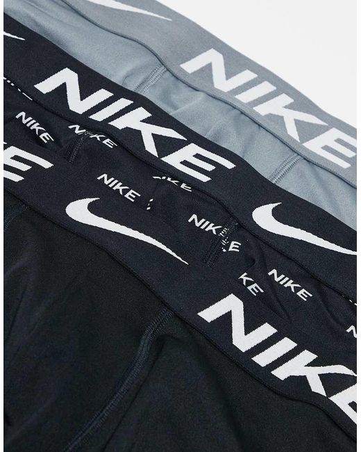 Nike Blue Dri-fit Essential Microfibre 3 Pack Of Long Trunks for men