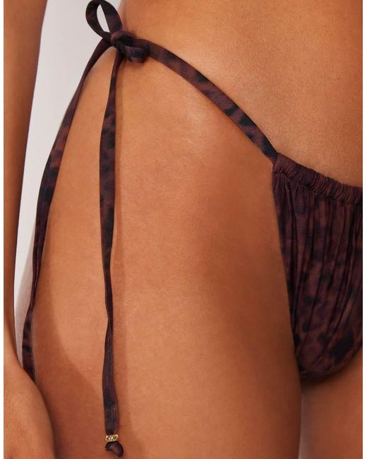 Calzedonia Brown Tie Brazilian Leopard Print Bottoms