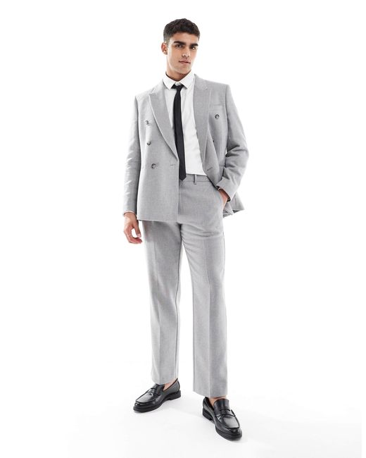 ASOS White Wool Blend Straight Suit Trousers for men