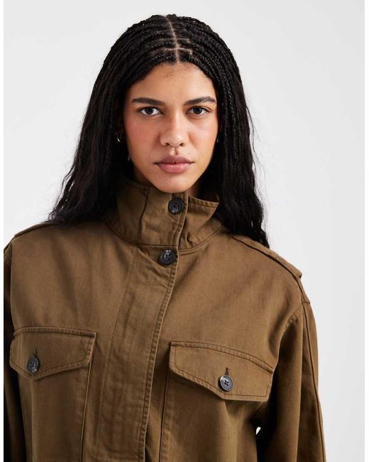 ASOS Brown Cotton Four Pocket Parka Jacket